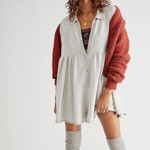 NWT FREE PEOPLE Easy Kinda Love Romper Cashmere Blend Gray SMALL BOHO BABYDOLL
